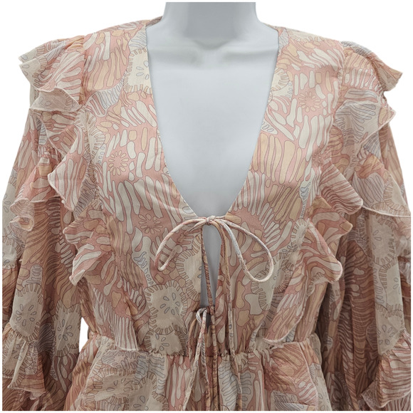 NWT Ted Baker Romper Womens Size 6 Ted Baker Size 2 Irvete Printed Ruffled Boho - Picture 4 of 15